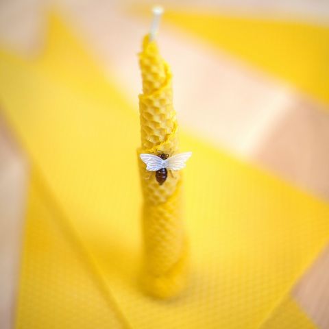 Kerze aus Bienenwachs aus dem Honigdorf Seeg Selbstgebastelte Kerze aus Bienenwachs aus dem Honigdorf Seeg im Ostallgäu.