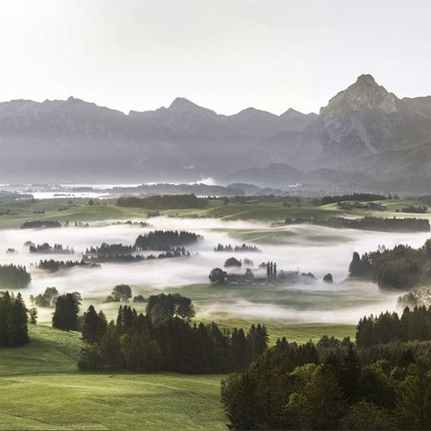 Ausblick über den Schlosspark und die Ammergauer Alpen Ausblick von Eisenberg im Ostallgäu über den Schlosspark und die Ammergauer Alpen.