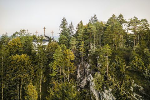 Kalvarienberg bei Füssen Luftaufnahme des Kalvarienbergs bei Füssen im Ostallgäu.