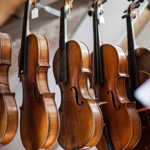 Geigen warten auf Ihre Spieler Geigen warten auf Ihre Spieler in Füssen im Ostallgäu.