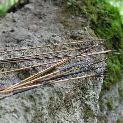 Historische Speere in der Teufelsküche Historische Speere in der Teufelsküche bei Obergünzburg im Ostallgäu.